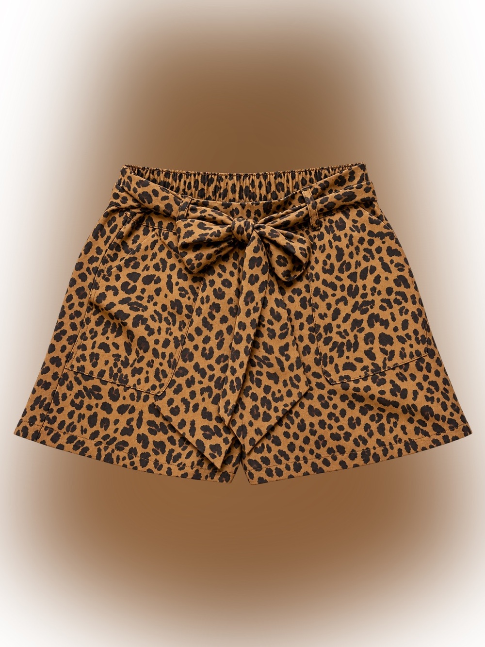 A New Day Leopard Print Tie Waist Shorts Size S Brown Black
